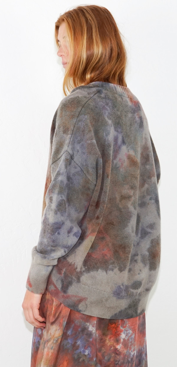MERINO WOOL DEEP V BOYFRIEND SWEATER FALL LEAVES
