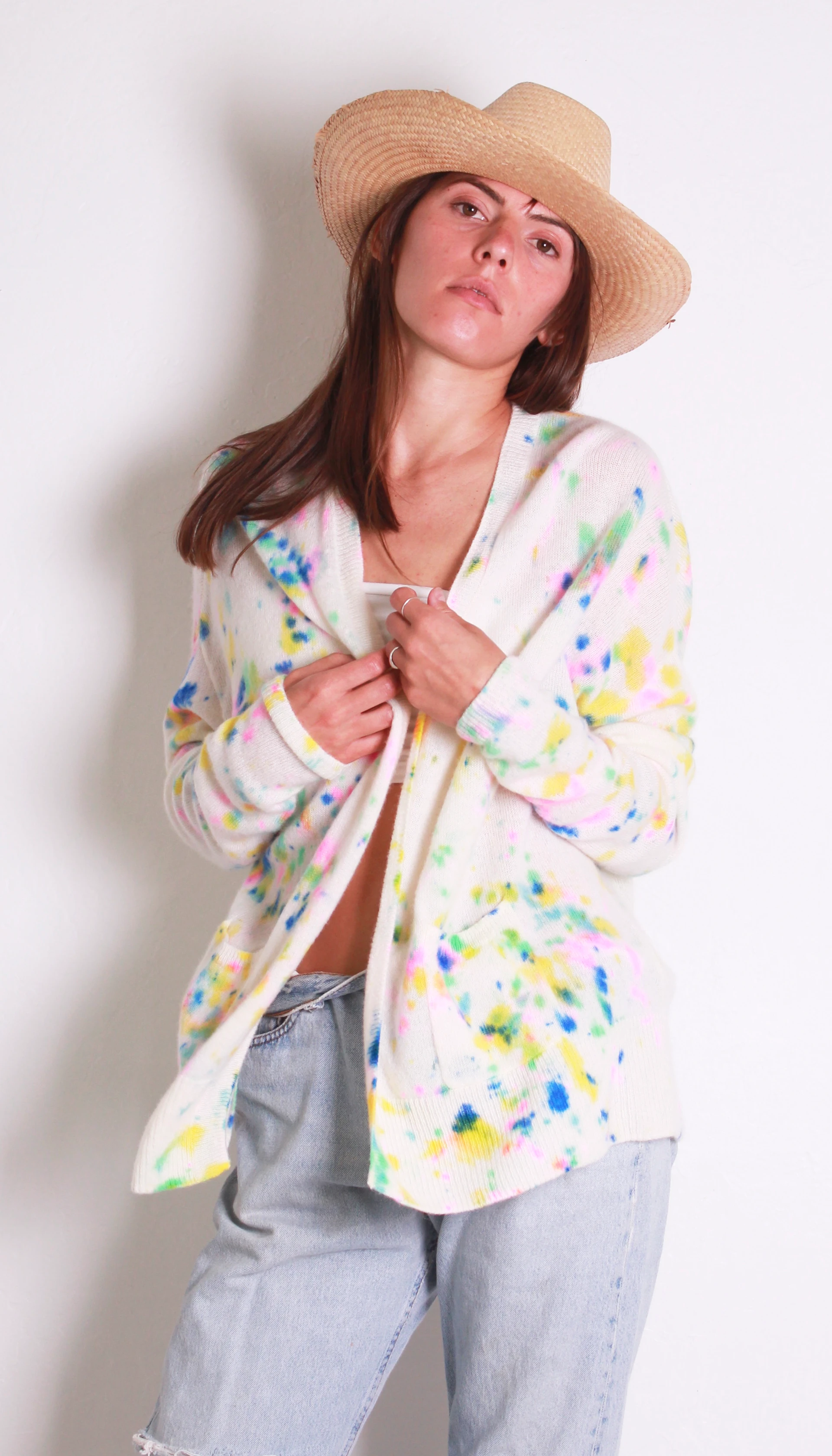 100% CASHMERE POCKET CARDI CONFETTI - LOVE TANJANE display picture 1