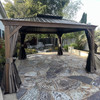 Hardtop Gazebo Brown with Drainage Gutters Installation