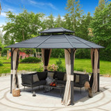 Outdoor Double Iron Roof Hardtop Gazebo Installation