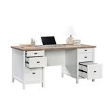 Cottage Road White 6-Drawer Executive Desk Assembly