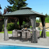 Hardtop Gazebo Dark Gray with Netting & Curtain Installation