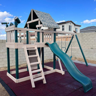 Safe playset and trampoline assembly