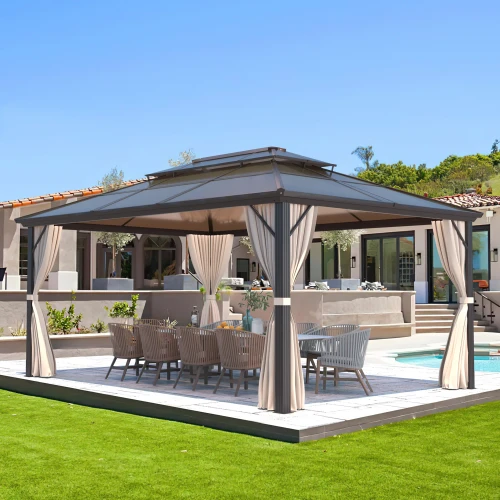 Professional Hardtop Gazebo Polycarbonate Double-Roof Installation Installation Service
