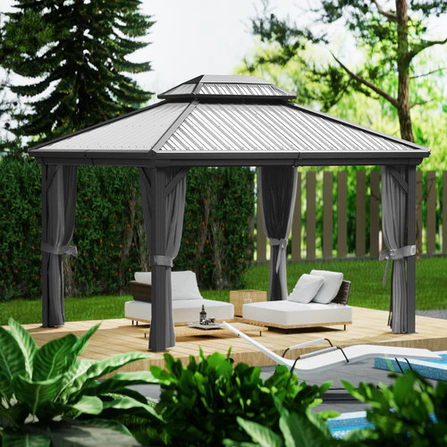 Kozyard Caesar Hardtop Aluminum Gazebo with Galvanized Steel Roof
