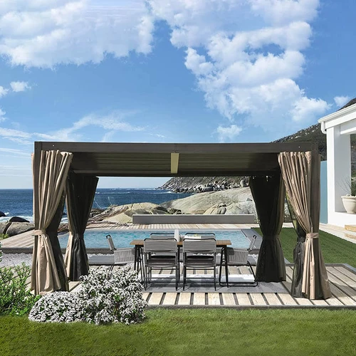 Domi Outdoor Living Aluminum Louvered Pergola Brown/Gray