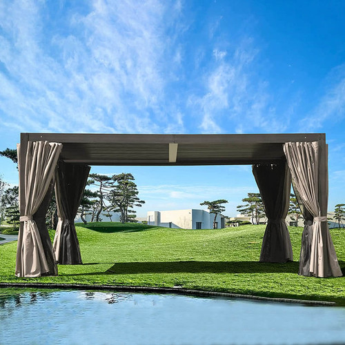 Aluminum Louvered Pergola Brown/Gray Installation