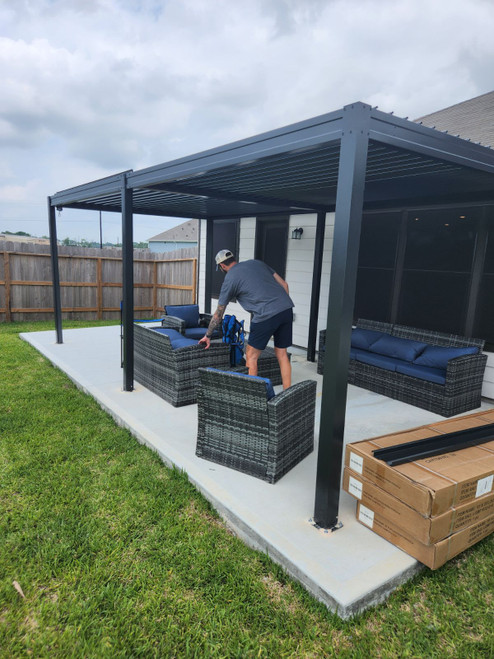 Domi Outdoor Living Metal Louvered Pergola installed by a HandyBuddy expert in Alvin, TX · May 2024
