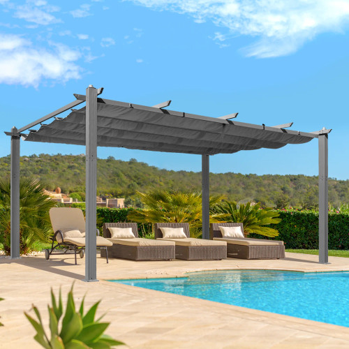 Pergola With Retractable Canopy Installation