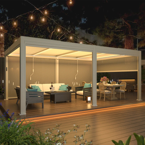 Erommy Louvered Pergola with Adjustable Aluminum Roof