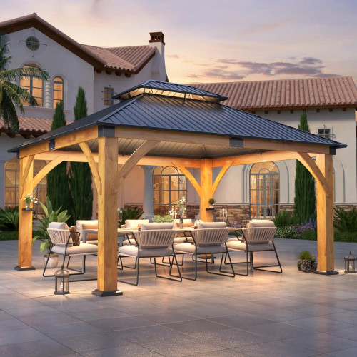 Spruce Wood Hardtop Gazebo Installation