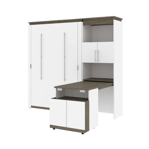 Bestar Orion Full Murphy Bed and Shelving Unit with Fold-Out Desk