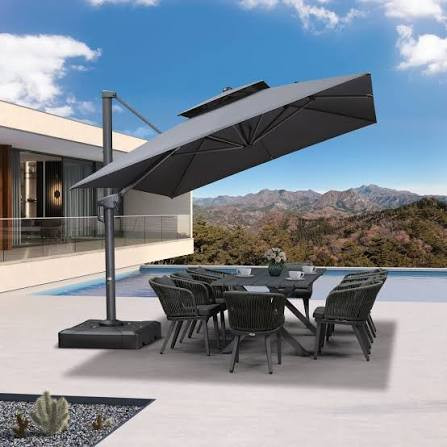 Purple Leaf Rectangular Wood Pattern Cantilever Umbrella