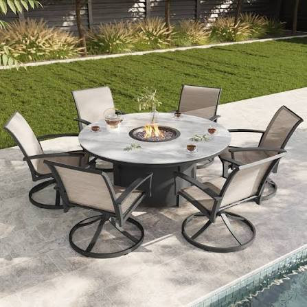 Clearfield 7-piece Sling Fire Patio Dining Set Assembly