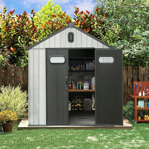 Outdoor Resin Storage Shed Assembly