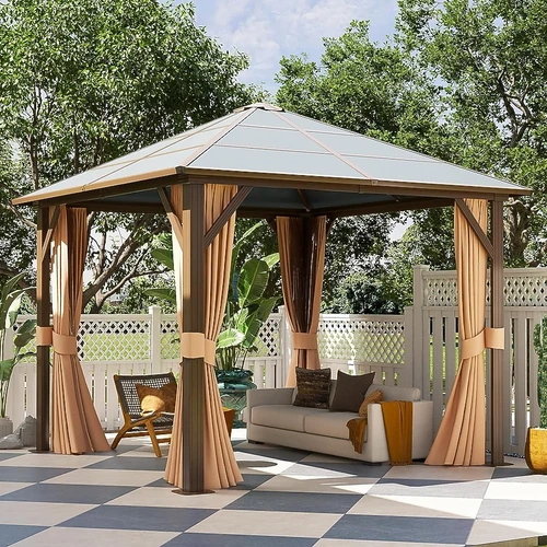 Aoxun Single Roof Polycarbonate Hardtop Gazebo