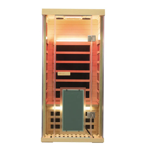Wizzisaunas S01 1-Person Full Spectrum Near Zero EMF Indoor Infrared Sauna + Medical-Grade Red Light Therapy Assembly
