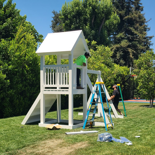 Backyard Vinyl Swing Set Installation