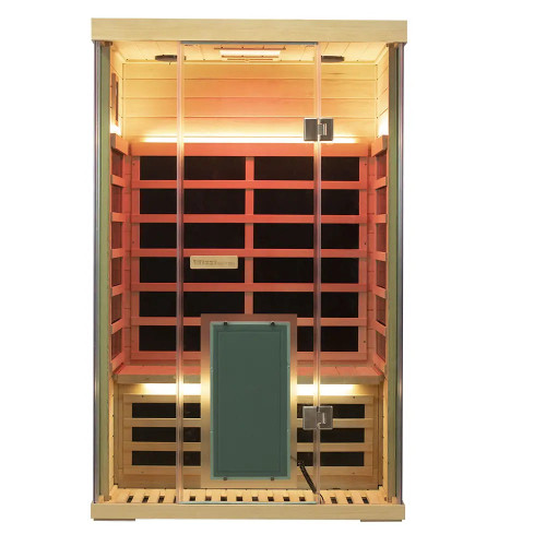 Wizzisaunas S02 2-Person Full Spectrum Near Zero EMF Indoor Infrared Sauna + Medical-Grade Red Light Therapy Assembly