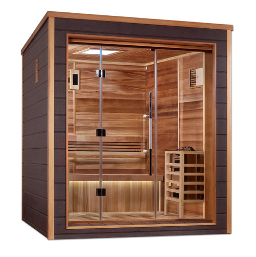 Drammen 3-Person Cedar Outdoor Sauna & Harvia Traditional Electric Heater Kit + Red Light Therapy | GDI-8203-01 Assembly