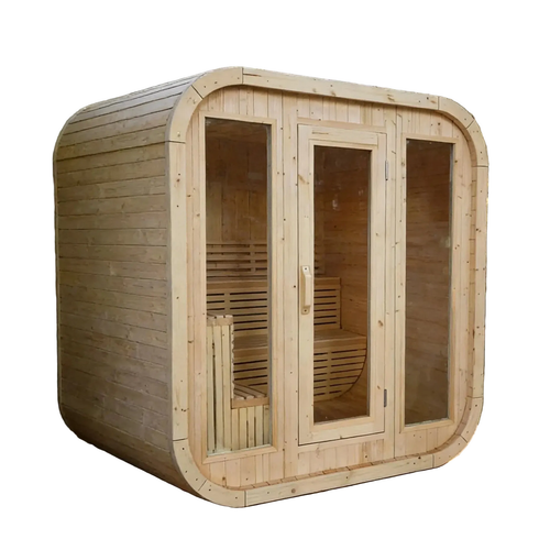4-6 Person White Pine Outdoor Traditional Cube Sauna Assembly