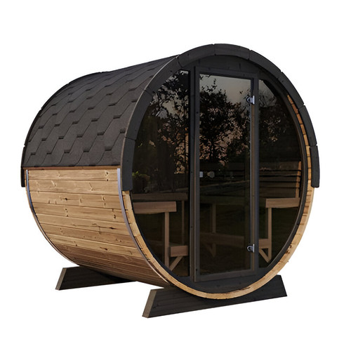 Professional 6 Person 6.6' Long Outdoor Traditional Barrel Sauna | Ergo Model EE8G Assembly Installation Service