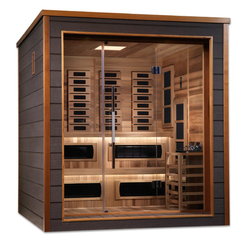 Karlstad 6-Person Hybrid Outdoor Sauna w/ Full Spectrum Infrared & Harvia Traditional Electric Heater + Red Light Therapy Kit | GDI-8226-01 Assembly