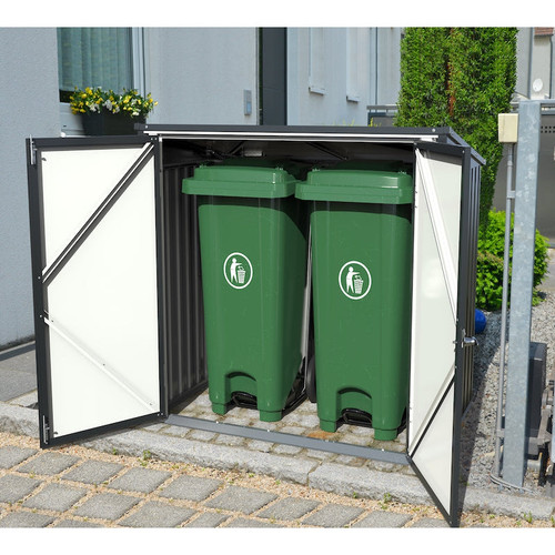 metal garbage can storage shed
