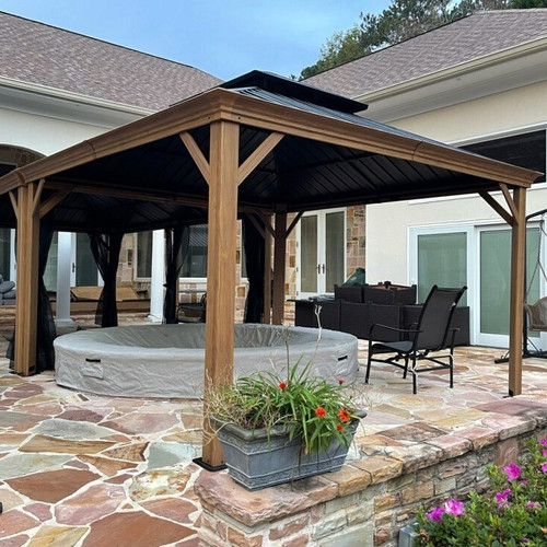Purple Leaf Patio Gazebo with Double Roof