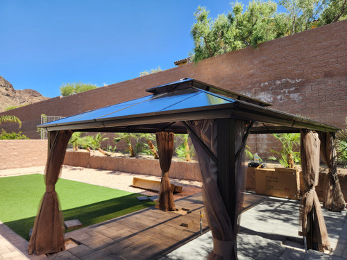 Erommy Hardtop Gazebo Double-Roof installed by a HandyBuddy expert in Henderson, NV · Apr 2024