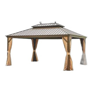 Outsunny Hardtop Gazebo with Permanent Pavilion Metal Double Roof