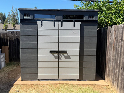 Suncast Modernist® 8x7 Dual Barn Door Storage Shed assembled by a HandyBuddy expert in Orangevale, CA · Jul 2026