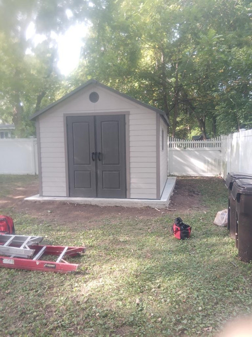Lifetime 11' x 13.5' Outdoor Storage Shed installed by a HandyBuddy expert in Plymouth, MI · Aug 2026