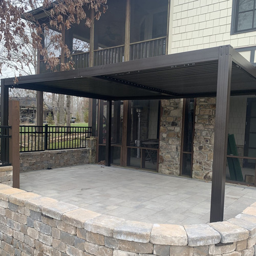 Louvered Pergola with Galvanized Steel Roof Assembly