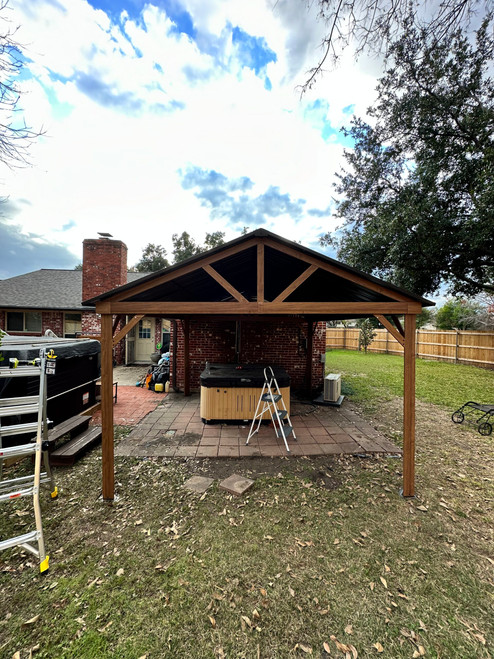 Domi Outdoor Living Gable Hardtop Gazebo Wood Looking Frame installed by a HandyBuddy expert in Austin, TX · Dec 2023