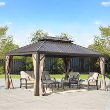 Peak Home Furnishings Hardtop Metal Patio Gazebo