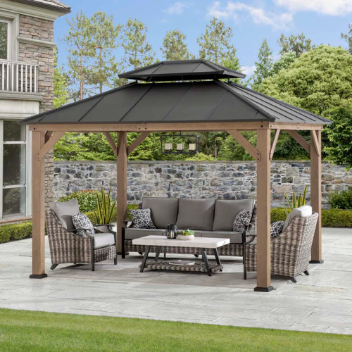 Professional Outdoor Patio 2-Tier Wooden Frame Hardtop Gazebo Installation Installation Service