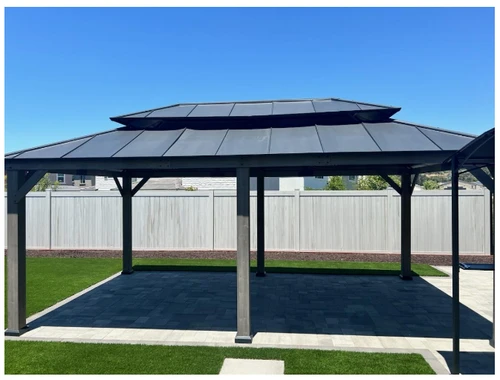 Sunjoy Outdoor Patio 2-Tier Wooden Frame Hardtop Gazebo installed by a HandyBuddy expert in Valley Center, CA · May 2024