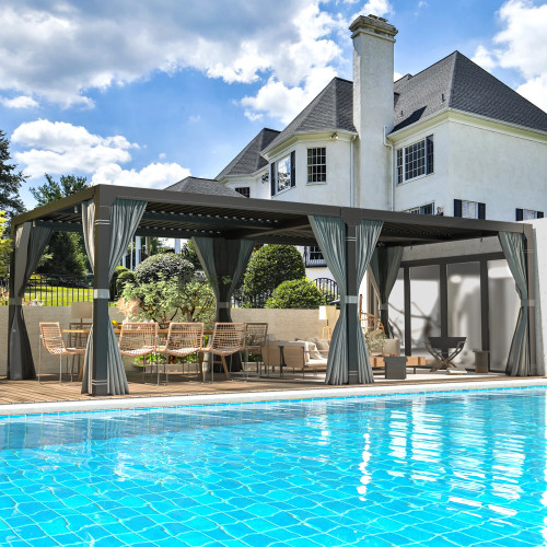 Professional Aluminum Louvered Hardtop Pergola With Adjustable Roof Assembly Installation Service