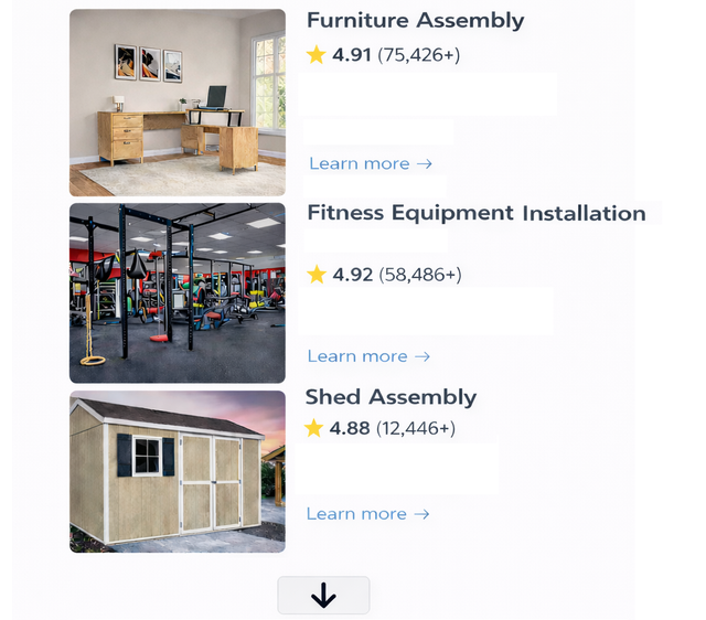Choosing a service on HandyBuddy