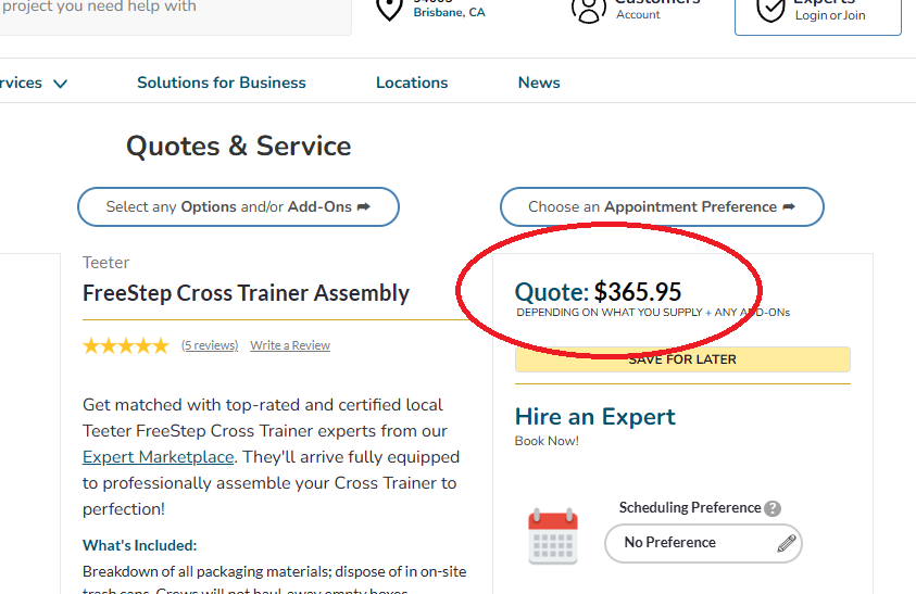 Upfront pricing example