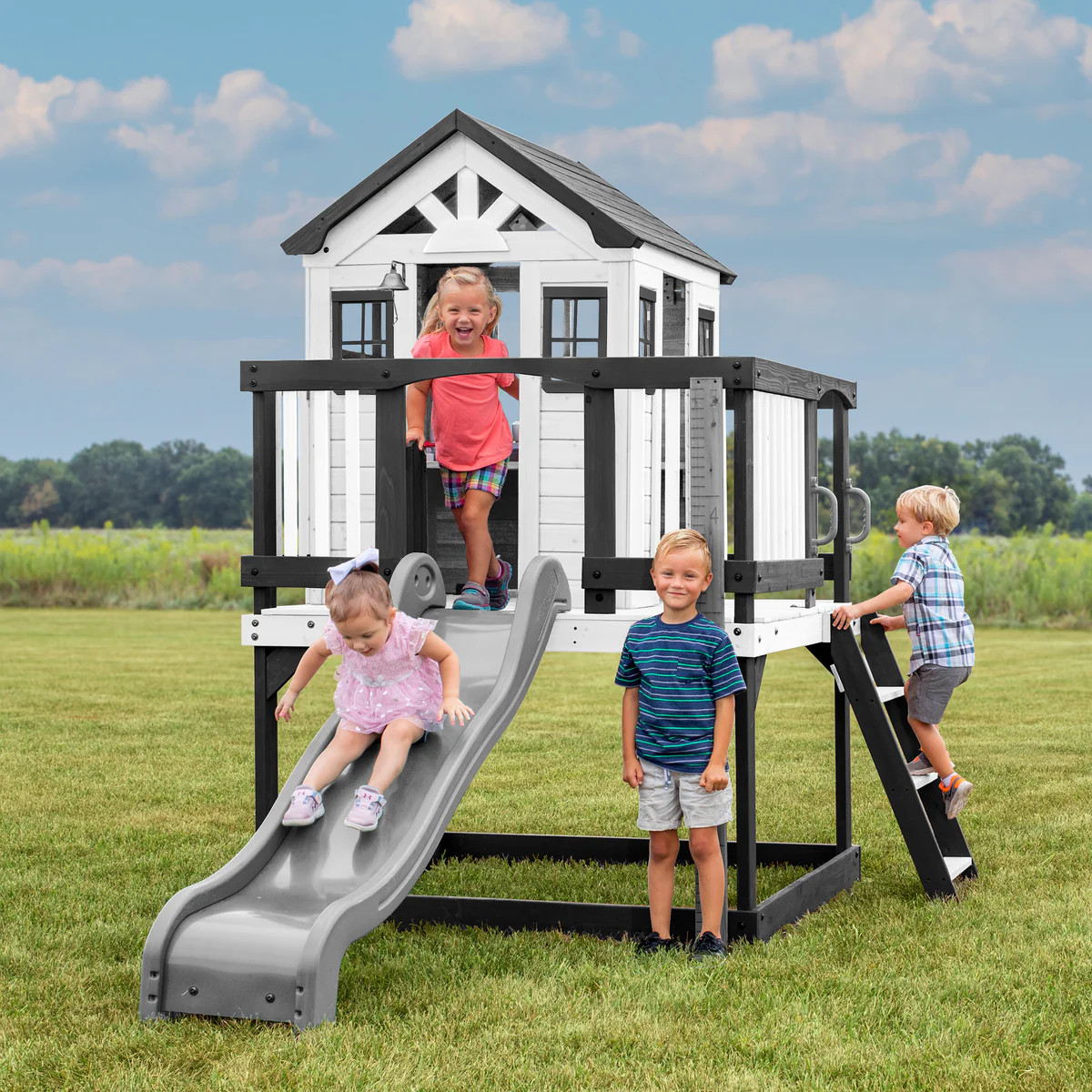 Image showcasing Backyard Discovery Sweetwater Heights Elevated Playhouse Assembly ...
