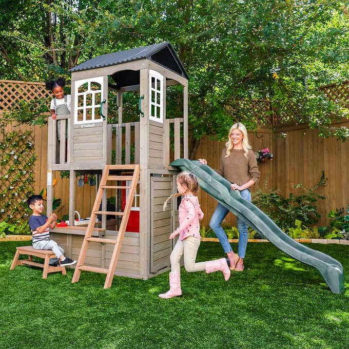 KidKraft Oakwood Oasis TwoStory Playhouse with Slide Installation Service