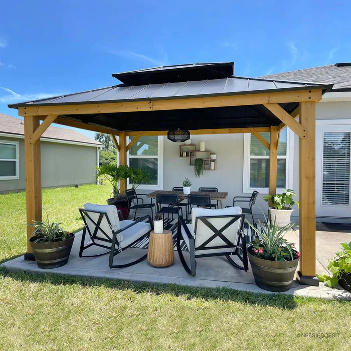 Sunjoy Outdoor Patio 2Tier Wooden Frame Hardtop Gazebo Installation