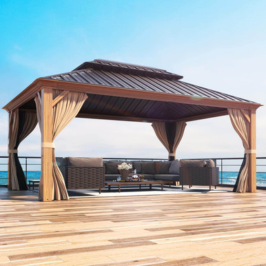 Erommy double-roof patio gazebo installation