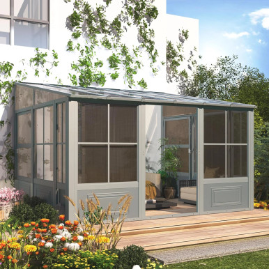 Erommy wall-mounted four-season sunroom assembly