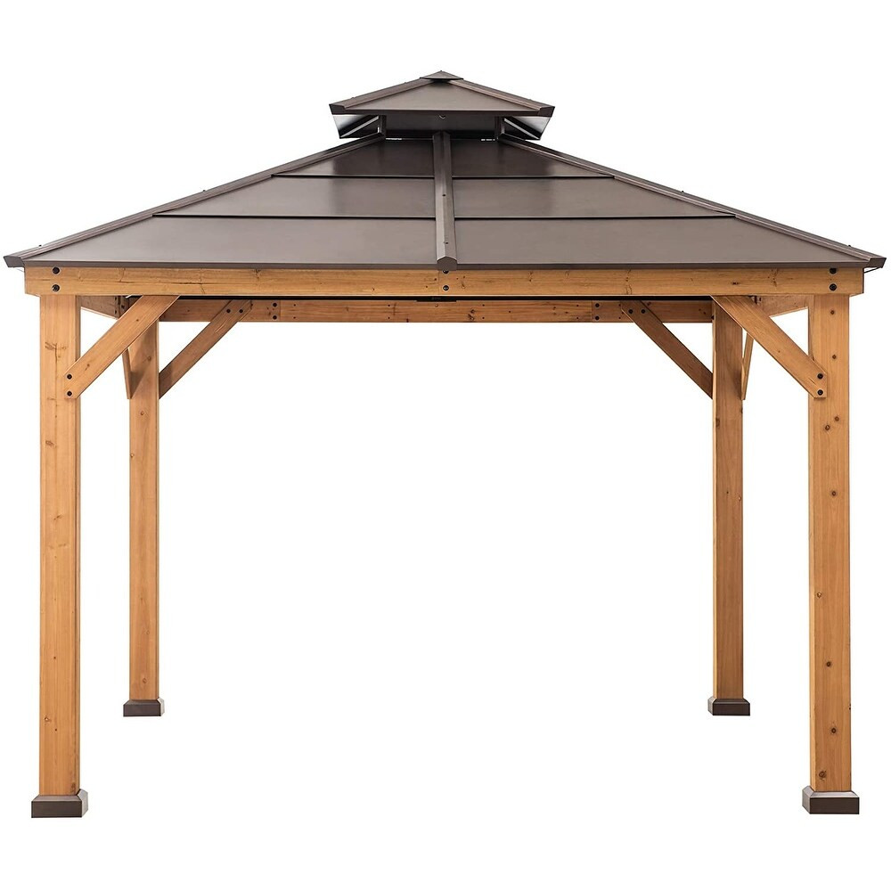 Sunjoy Archwood cedar-framed hardtop gazebo installation
