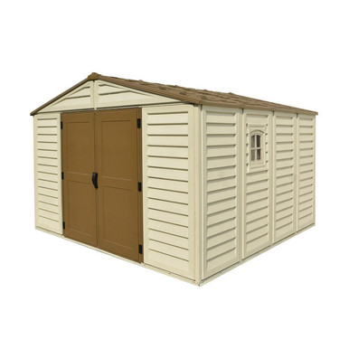 Duramax Woodbridge Plus storage shed with foundation kit