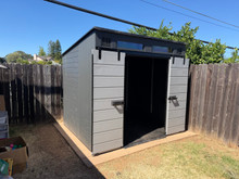 Suncast Modernist® 8x7 Dual Barn Door Storage Shed assembled by a HandyBuddy expert in Orangevale, CA · Jul 2026
