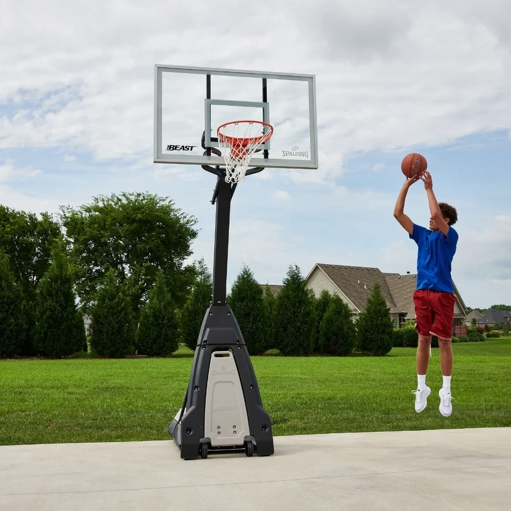 Spalding basketball hoop in a home driveway, professionally assembled